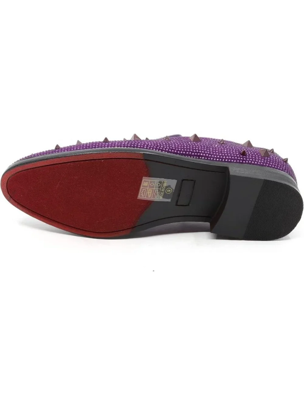 Matrocharm Men's Purple Rubber Vintage Spike Rhinestone Loafer Slip On Shoes